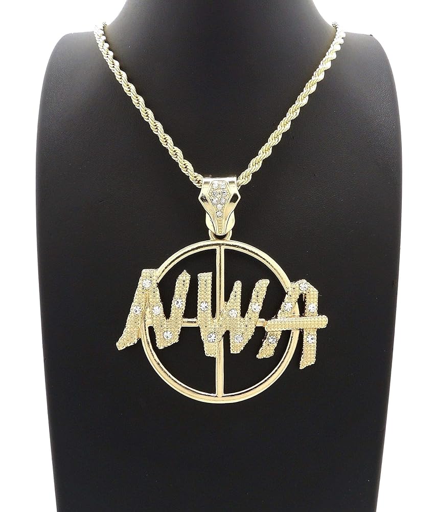 NYFASHION101 Stone Stud Textured NWA on Sight Target Pendant